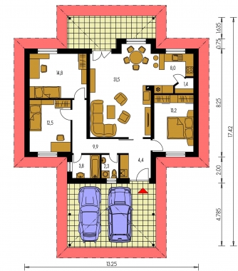 Plan de sol du rez-de-chaussée - BUNGALOW 27